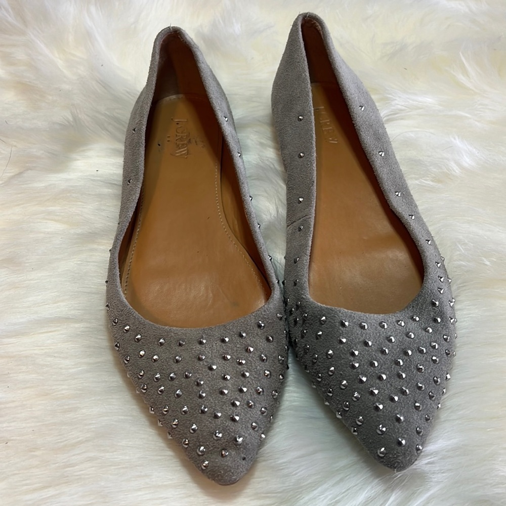 J Crew Factory Amelia studded flats size 9 1/2 Gray